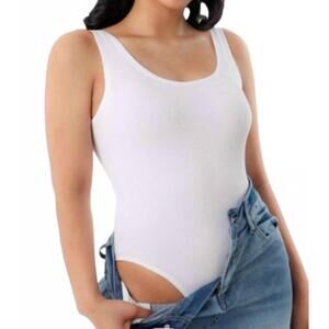 NEW GENUINE stretchy ribbed bodysuit in white